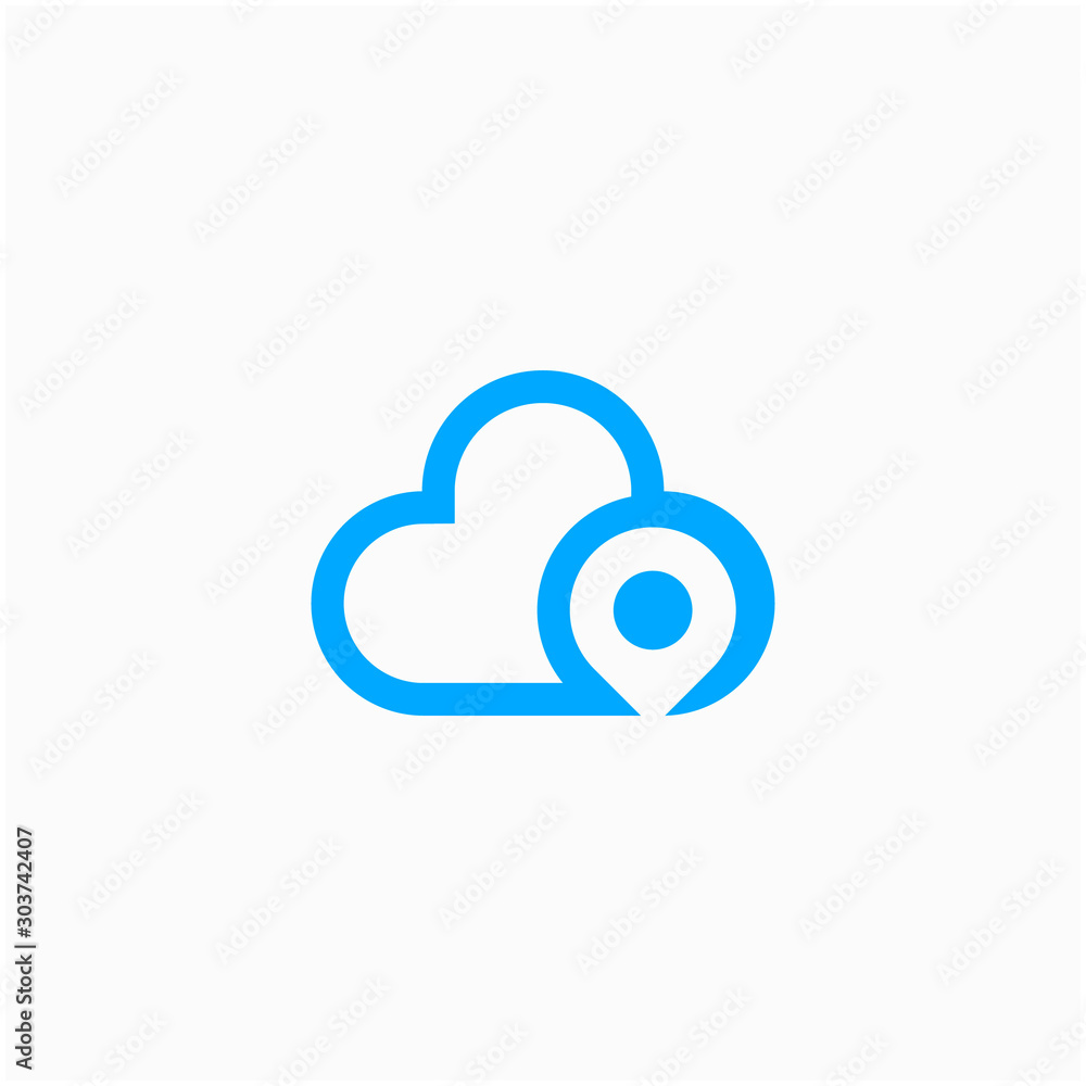 pin location with Cloud concept. pin location with Cloud concept.