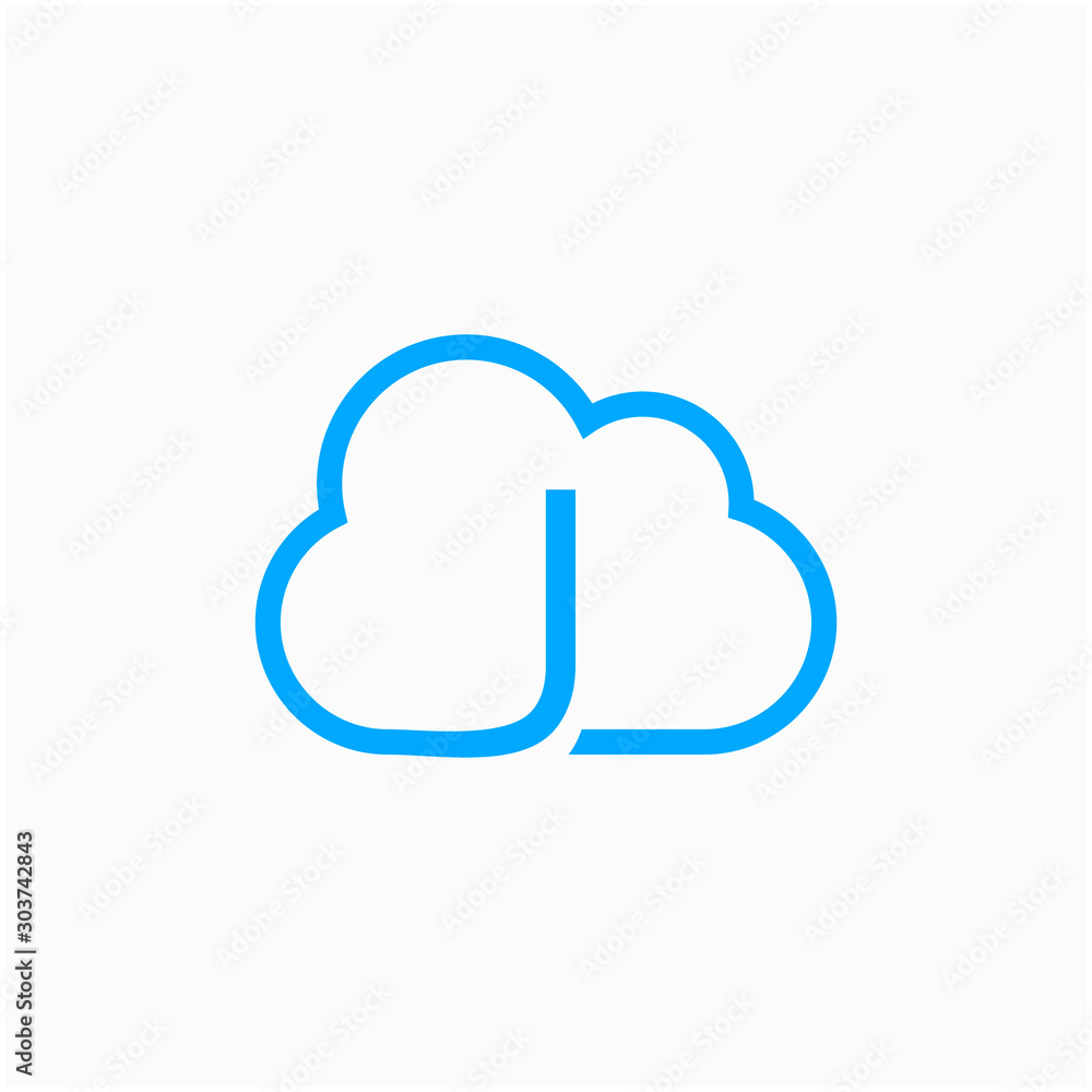 Initial Letter J with Cloud concept. Initial Letter J with Cloud concept.