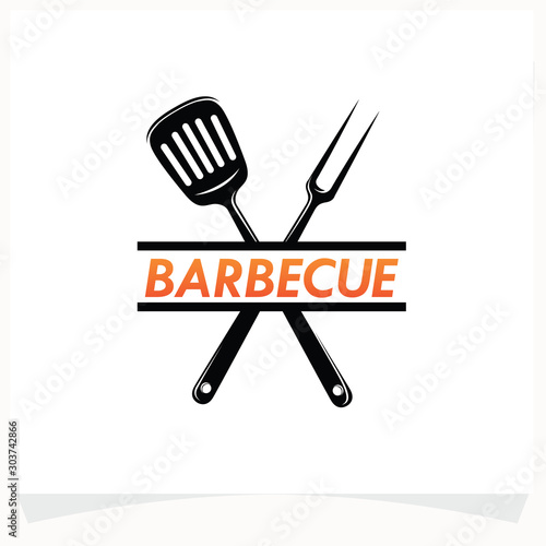 Hot BBQ Steak Grill House Logo Design Template