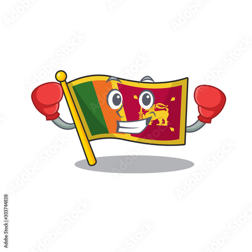 Mascot flag sri lanka with in boxing character