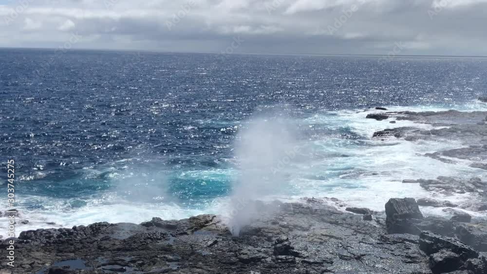 El Soplador blowhole on Punta Suarez Espanola Island Galapagos Ecuador South America El Soplador blowhole on Punta Suarez Espanola Island Galapagos Ecuador South America