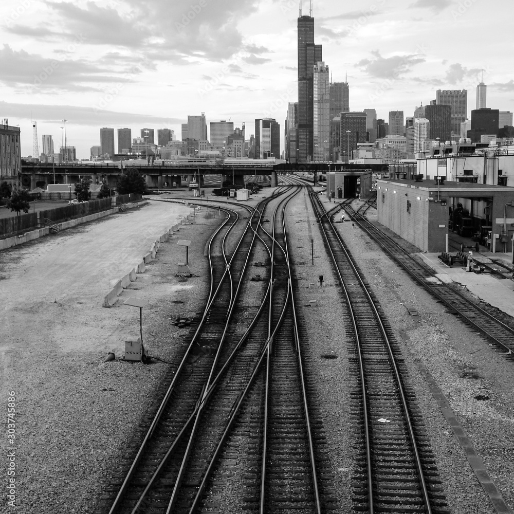Railway and Chicago Skyline