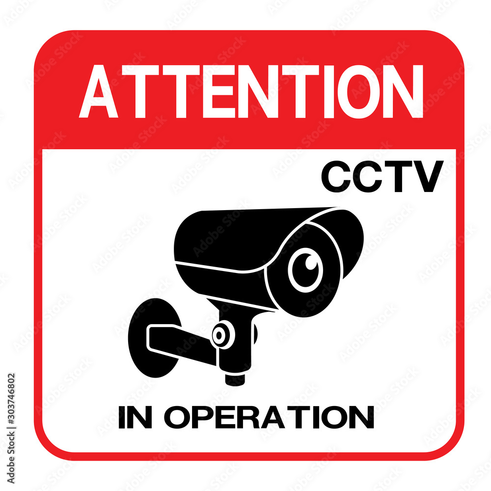 Fotografie CCTV Camera. Black Video surveillance sign.vector isolated