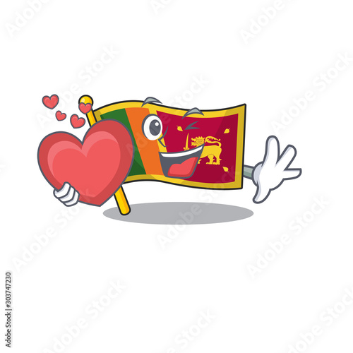 Cartoon flag sri lanka isolated in character holding heart