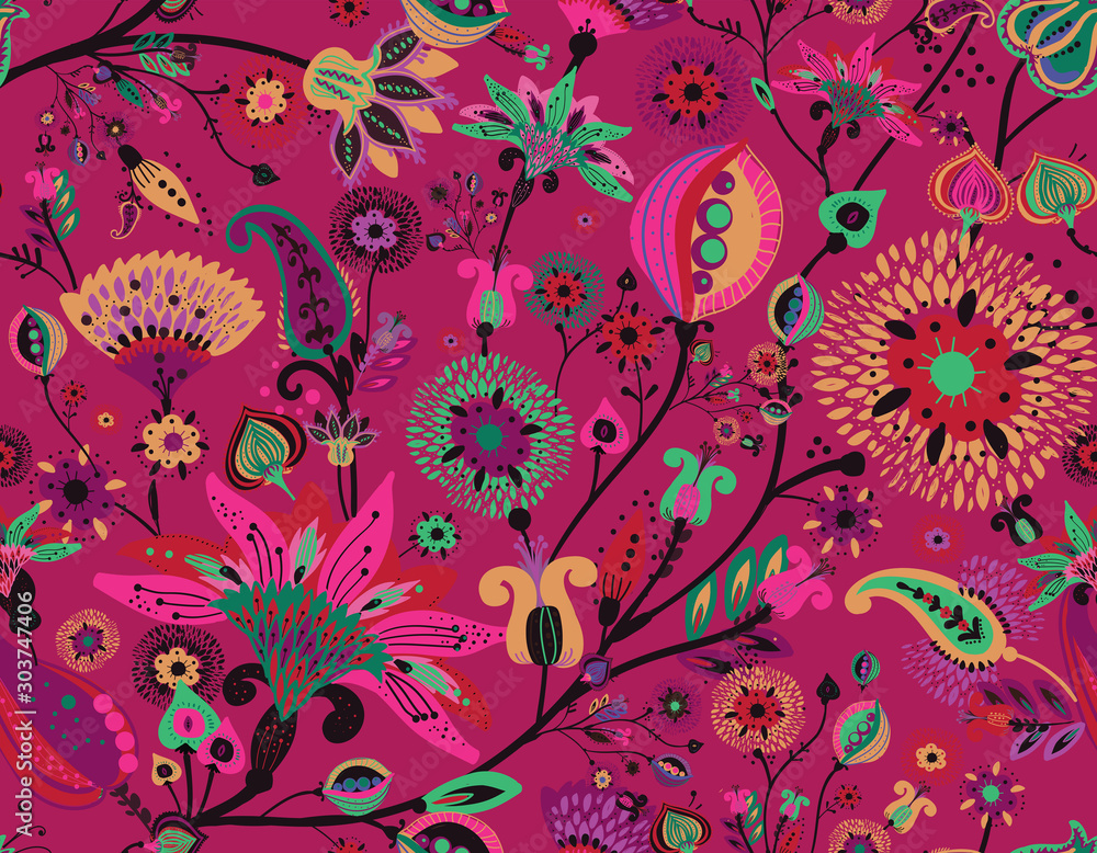 Seamless floral background paisley for textiles, wallpaper Stock Vector