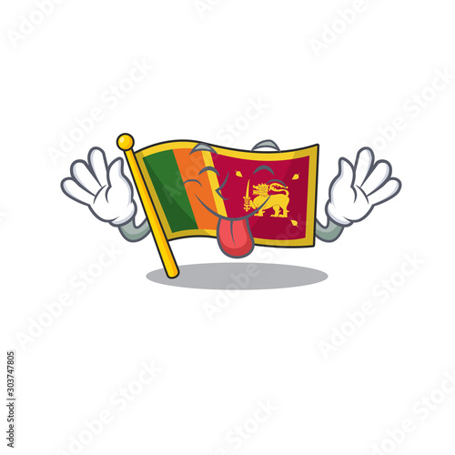 Tongue out character on the cartoon flag sri lanka