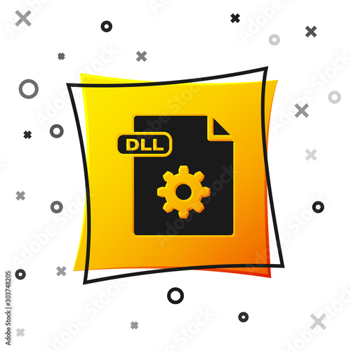 Black DLL file document. Download dll button icon isolated on white  background. DLL file symbol. Yellow square button. Vector Illustration  Stock Vector | Adobe Stock