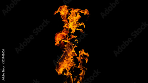 Fire flames on black background. fire on black background isolated. fire patterns