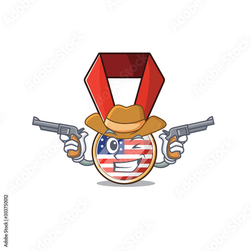 Cartoon usa medal with in cowboy character