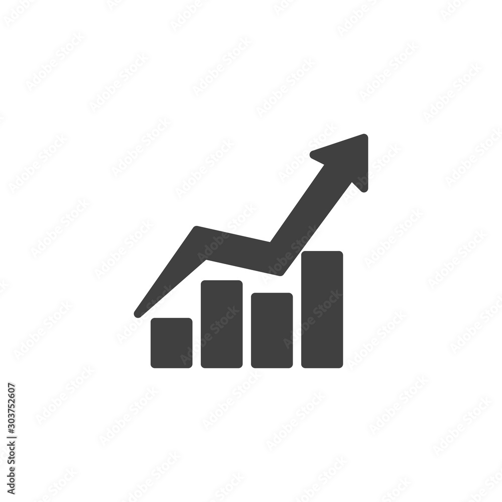 Growing bars chart vector icon. Infographic filled flat sign for mobile concept and web design. Graph statistics arrow glyph icon. Symbol, logo illustration. Finance diagram vector graphics Growing bars chart vector icon. Infographic filled flat sign for mobile concept and web design. Graph statistics arrow glyph icon. Symbol, logo illustration. Finance diagram vector graphics