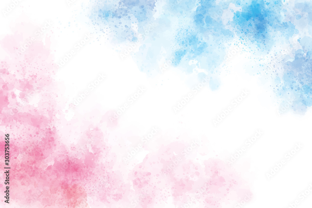 2 tones blue and pink watercolor wash splash background