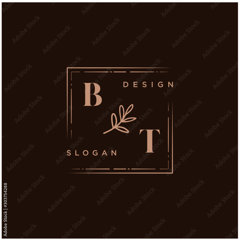 BT Beauty vector initial logo, handwriting logo of initial signature, wedding, fashion, jewerly, boutique, floral and botanical with creative template for any company or business