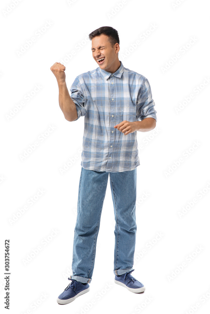 Portrait of happy handsome young man on white background Portrait of happy handsome young man on white background