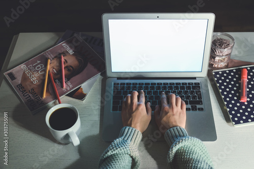 Young woman working on lapt...