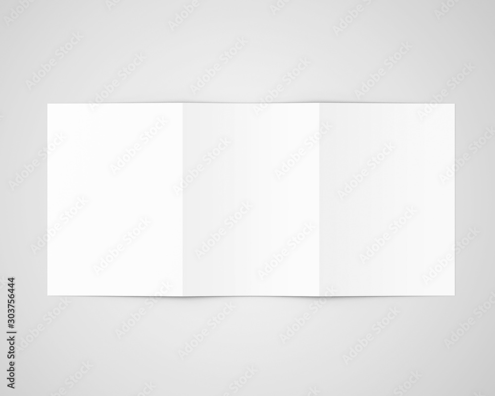 A4 Three Fold Trifold Brochure White Blank Mockup