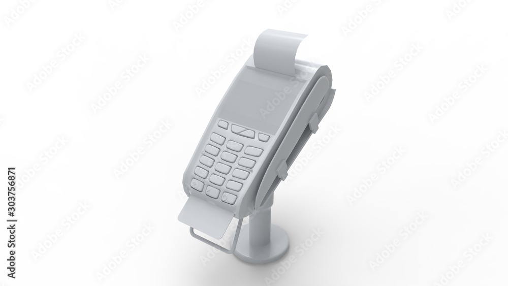 3d rendering of a pos device isolated in colored studio background 3d rendering of a pos device isolated in colored studio background