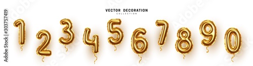 Photographie Golden Number Balloons 0 to 9