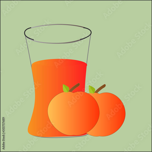 Two oranges and a clear glass of juice