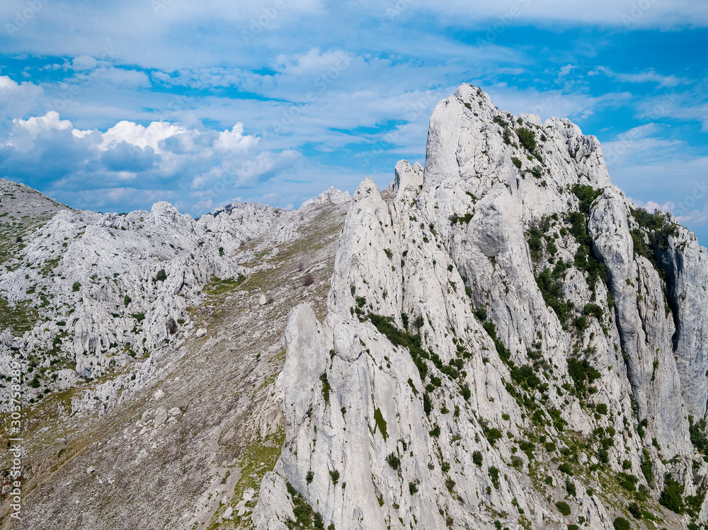 Aerial view of the Tulove grede rocks on the Velebit Mountain, Croatia
