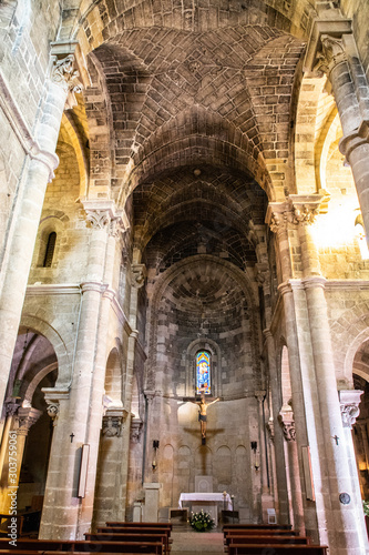View of interior of medieval church of San Giovanni Battista  Saint John the Baptist  in the old town of the Unesco heritage city and European capital of Culture 2019  Matera  South Italy