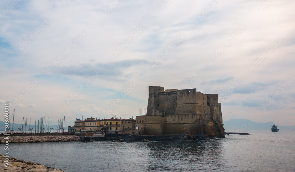 Castel dell'Ovo (Egg Castle) a medieval fortress in the bay of Naples, Italy