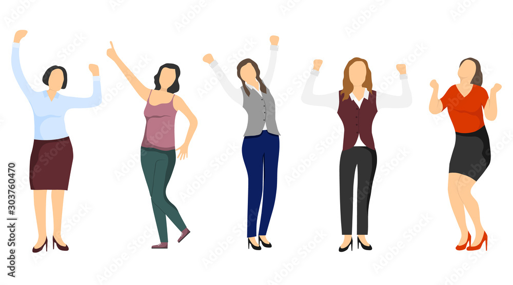 Successful women, confident women. Business lady, business woman. Successful people. Vector, cartoon illustration. Successful women, confident women. Business lady, business woman. Successful people. Vector, cartoon illustration.