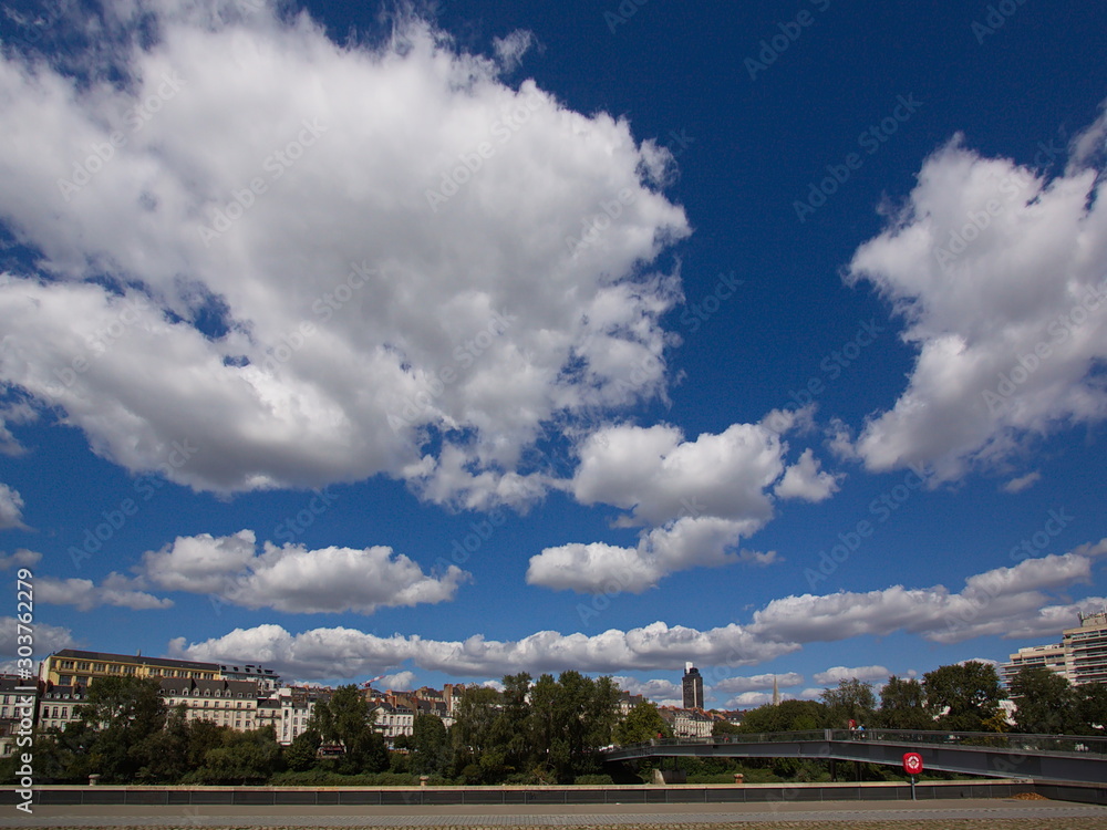 Beautiful clouds above the river Loire in Nantes in France, Europe