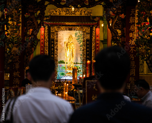  Buddhist faithful at Kuan Yim Shrine (Thian Fa Foundation) Bangkok, Thailand