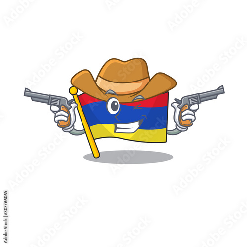 Flag armenia cartoon with in cowboy character