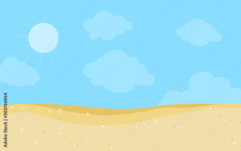 Vector cartoon style background of sea shore.