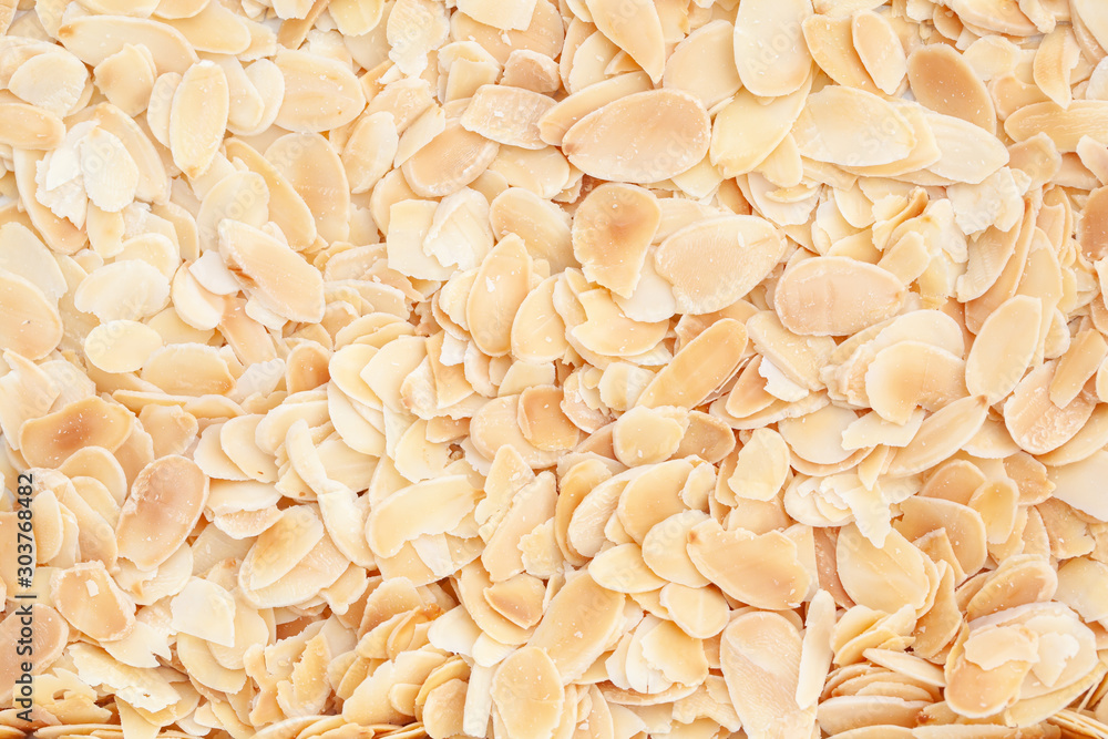 Texture background of sliced bake almond Texture background of sliced bake almond