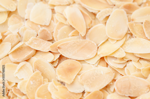 Texture background of sliced bake almond photo