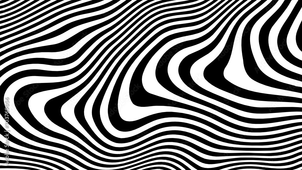 Vector - black and white curve wave line abstract illusion Stock Vector ...