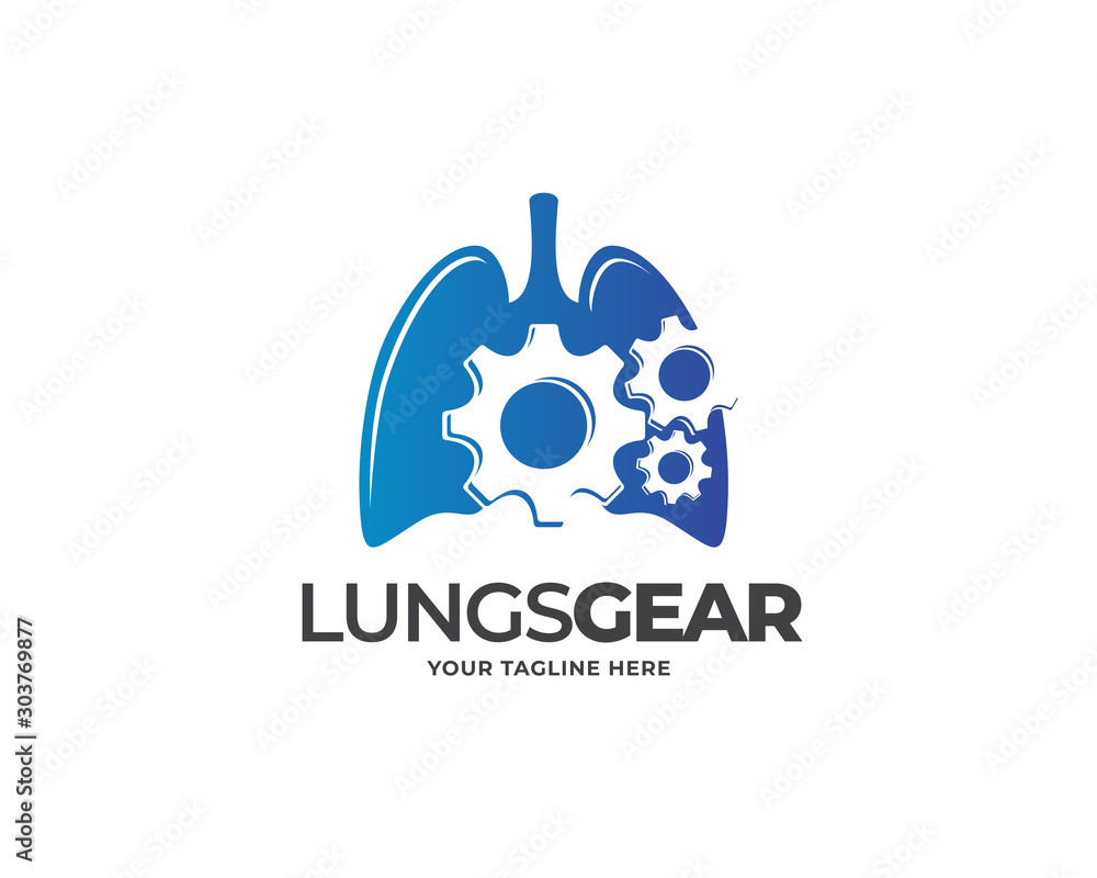 lungs gear logo template design vector lungs gear logo template design vector