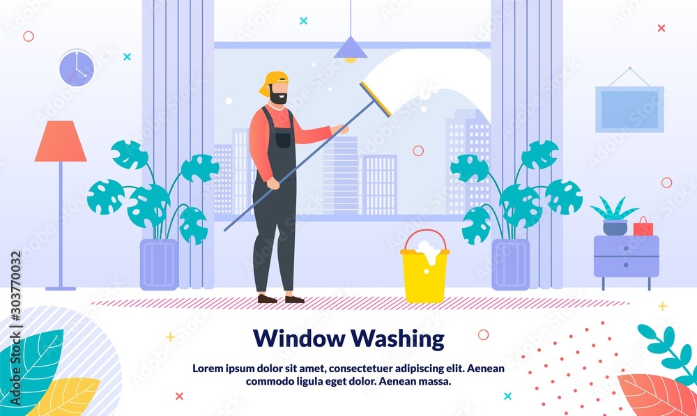 Fotografie Windows Professional Washing Service Vector Banner