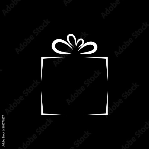Gift box icon isolated on black background