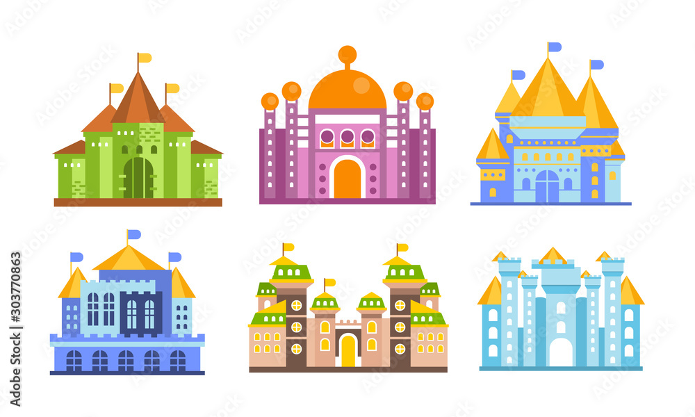 Medieval Castles Vector Set For Design and Web Isolated on White Background.
