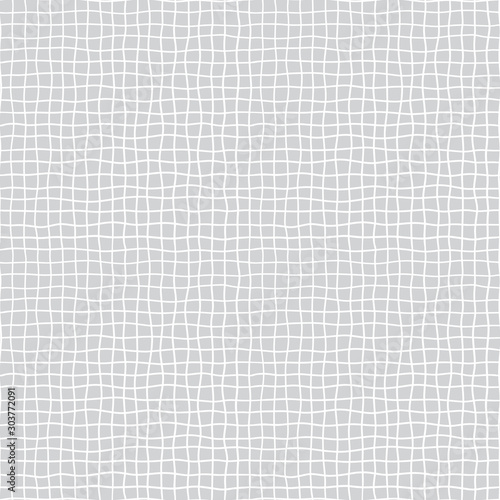 Fabric seamless pattern with textile mesh texture, white on grey background. Simple wallpaper doodle grid, grunge canvas backdrop, monochrome design element
