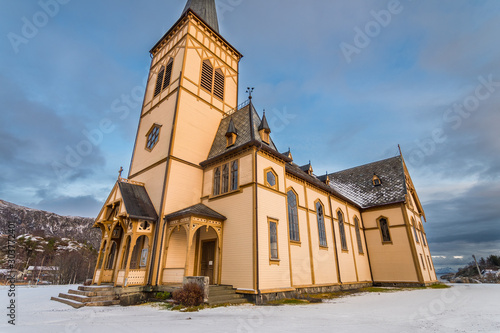 famous vagan church at kabelvag, norway