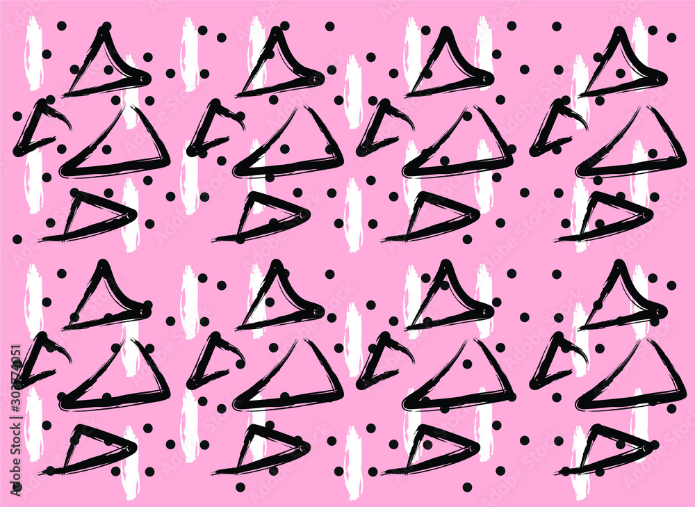 vector  grunge brush triangle pattern (pink, white,black)