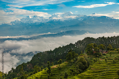 Panoramic views on Himalaya from Bandipur, Nepal photo