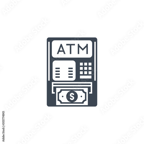 ATM related vector glyph icon