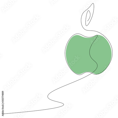 Fruit background  apple continuous line drawing  vector illustration