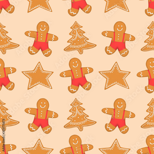 Christmas cookies seamless pattern.
