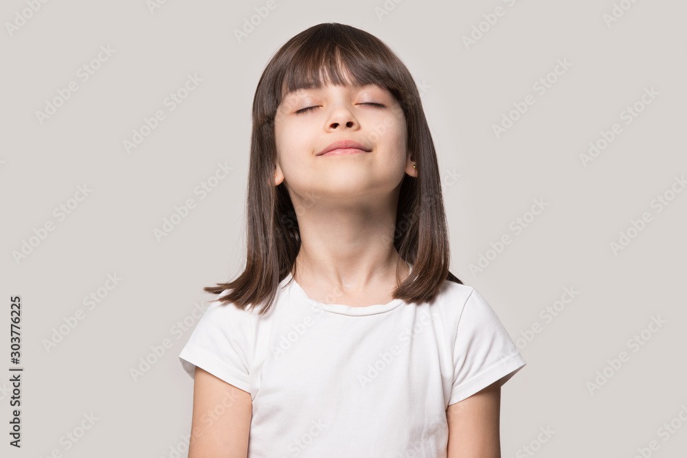 Close up portrait with relax little brown-haired girl. Close up portrait with relax little brown-haired girl.