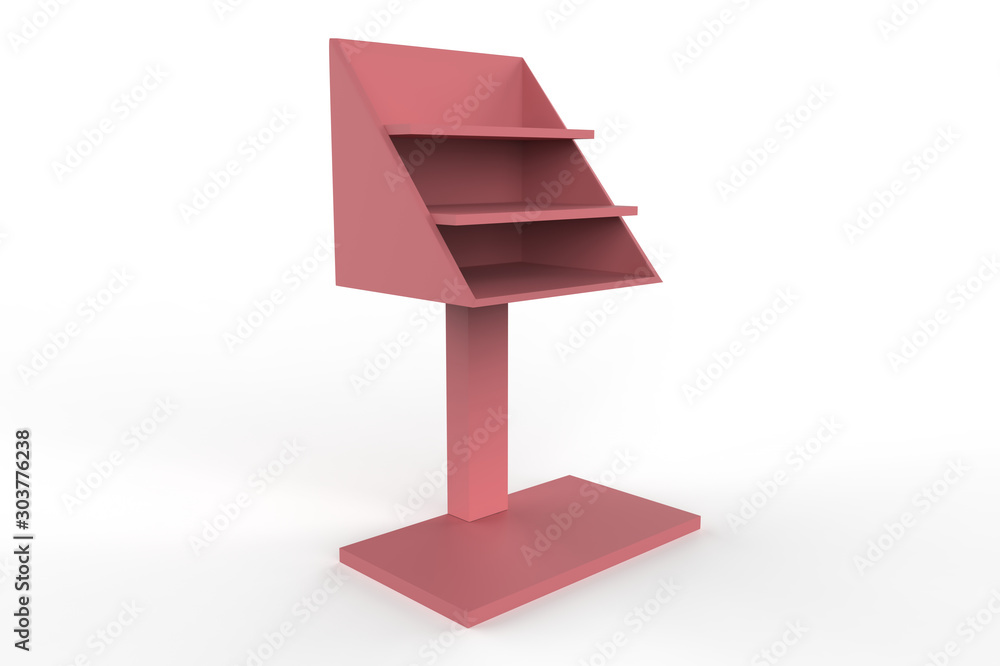 tabletop stand cardboard floor display rack for supermarket blank empty displays with shelves. 3d illustration tabletop stand cardboard floor display rack for supermarket blank empty displays with shelves. 3d illustration