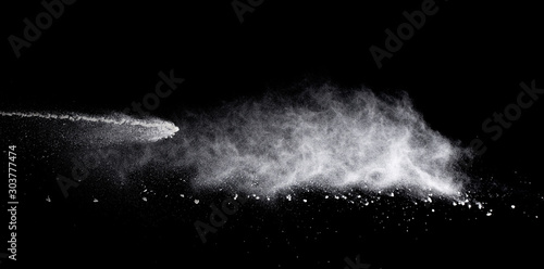 Texture of a snowstorm isolated on a black background, Clusters of stars in space, dynamic scattering of particles