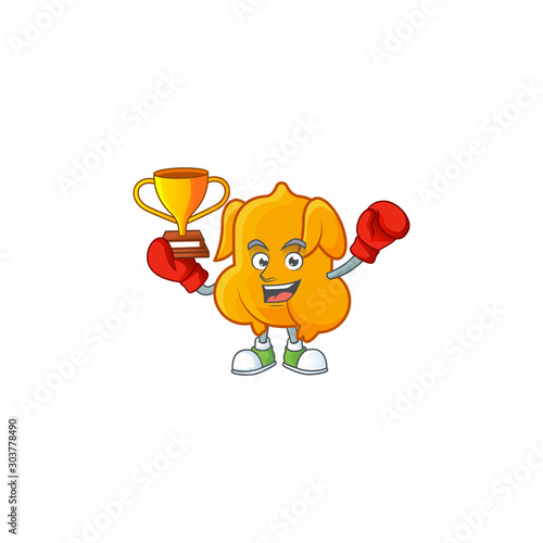 Character boxing winner in the fried chicken cartoon