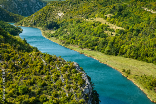 Beautiful nature landscape, canyon of Zrmanja river in Dalmatia, Croatia