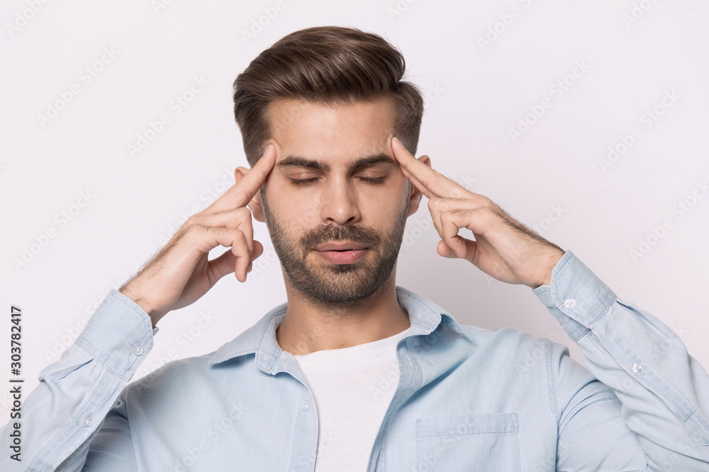 Close up portrait with keeping calms handsome bearded man. Close up portrait with keeping calms handsome bearded man.